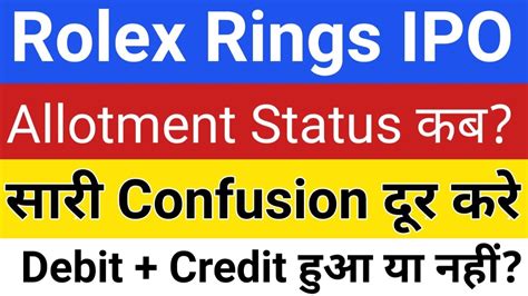 rolex rings ipo status check|rolex rings ipo news.